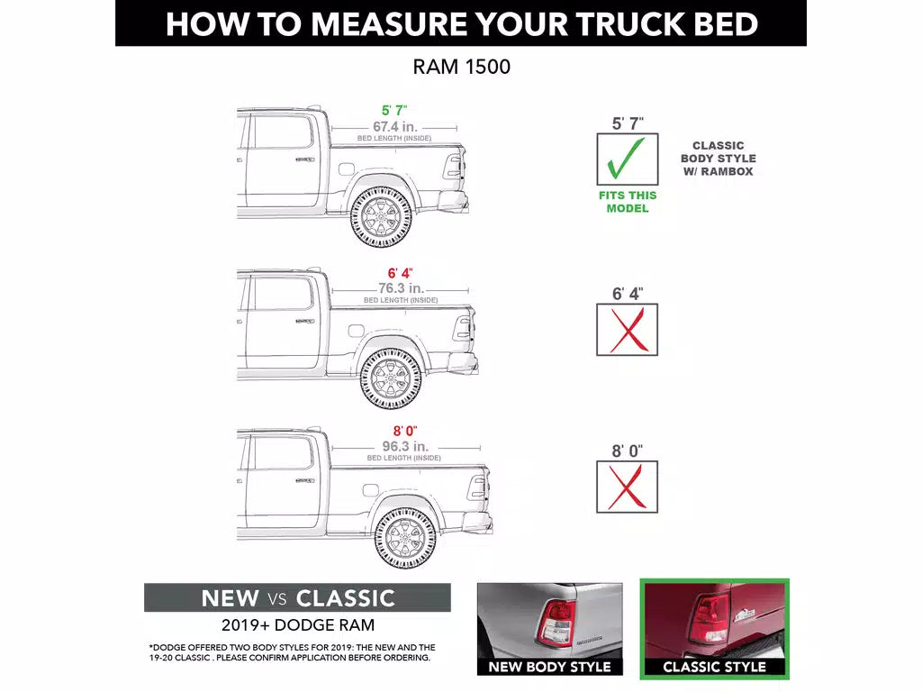 Truxedo Lo Pro 544901 / 2009-2018	Ram 1500; with RamBox 5' 7"