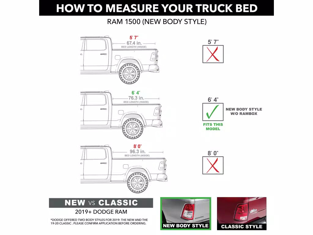 Extang Trifecta ALX 90421 - 90422 / Dodge Ram 5.7ft / 6.4ft 2019-24, "New Body Style"  - with & w/o multifunction split tailgate