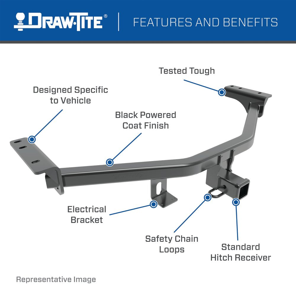 Draw Tite 76555 / Class 3 Trailer Hitch, 2 Inch Square Receiver, Black, Compatible with Hyundai Santa Cruz