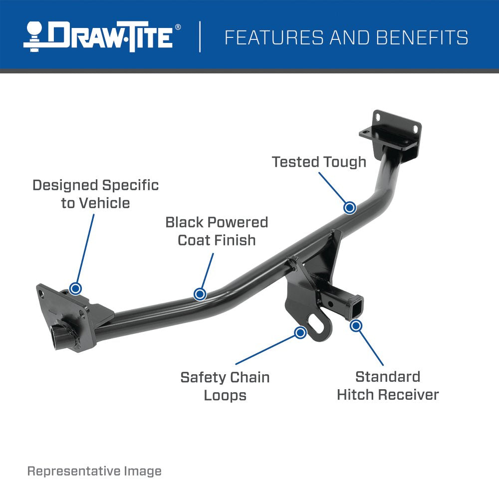 Draw Tite 36642 / Class 2 Trailer Hitch, 1-1/4 Inch Square Receiver, Black, Compatible with Chevrolet Equinox : GMC Terrain