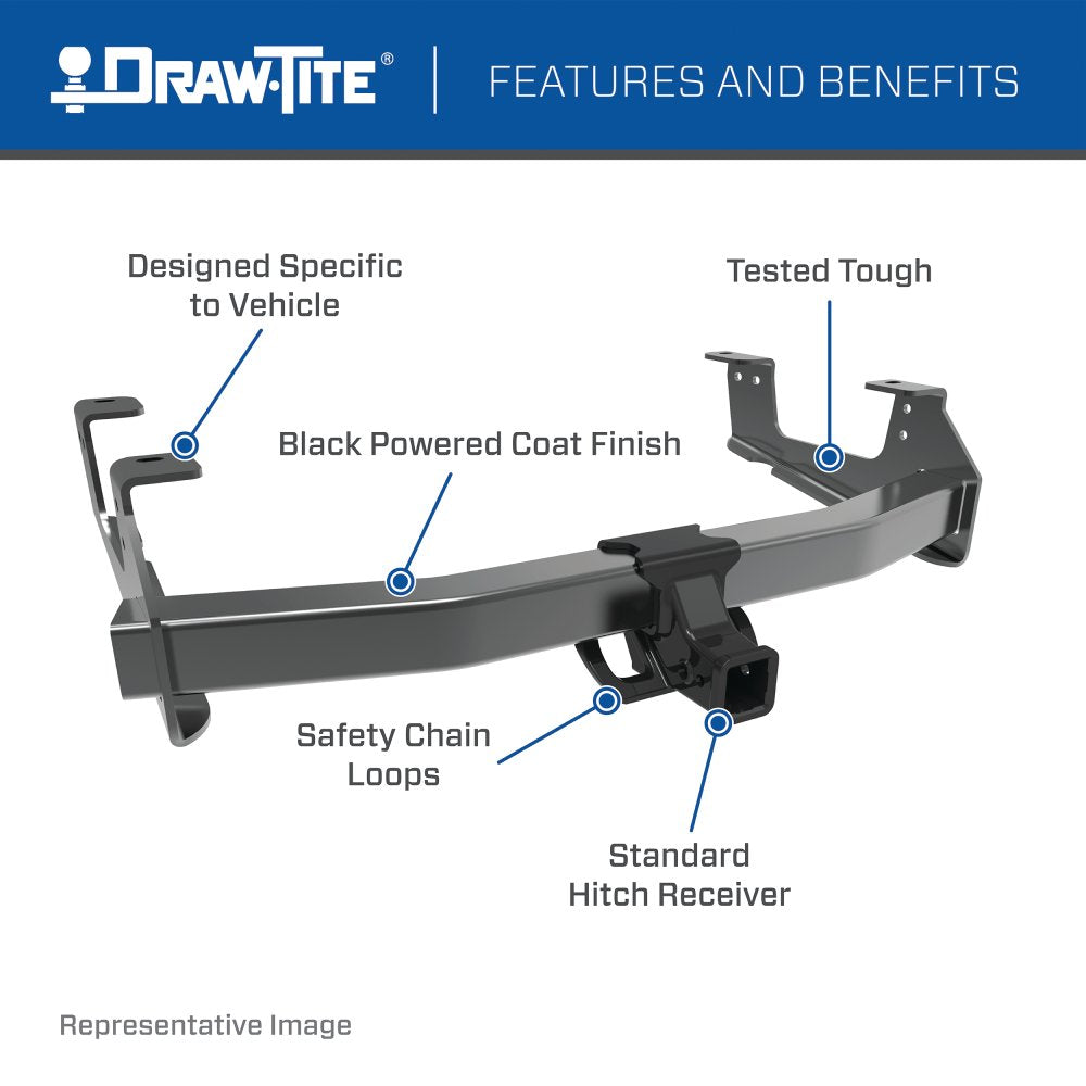 Draw Tite 41553 / Class 4 Trailer Hitch, 2 Inch Square Receiver, Black, Compatible with Chevrolet Silverado 1500 : GMC Sierra 1500