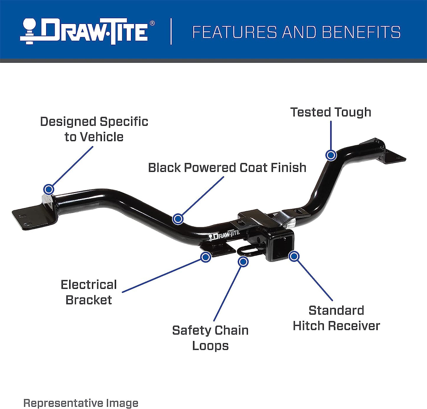 Draw-Tite 75579 Class 3 Trailer Hitch, 2 Inch Square Receiver, Black, Compatible with Chrysler Town & Country : Dodge Grand Caravan : RAM C/V : Volkswagen Routan